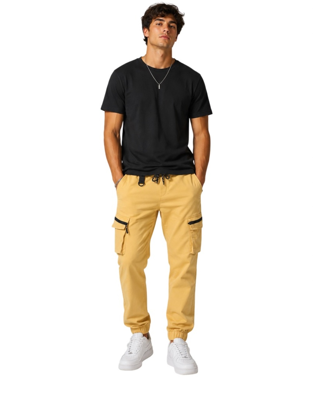 Insulated Men's Cargo/Tactical Jogger Pants in Mustard Size Large
